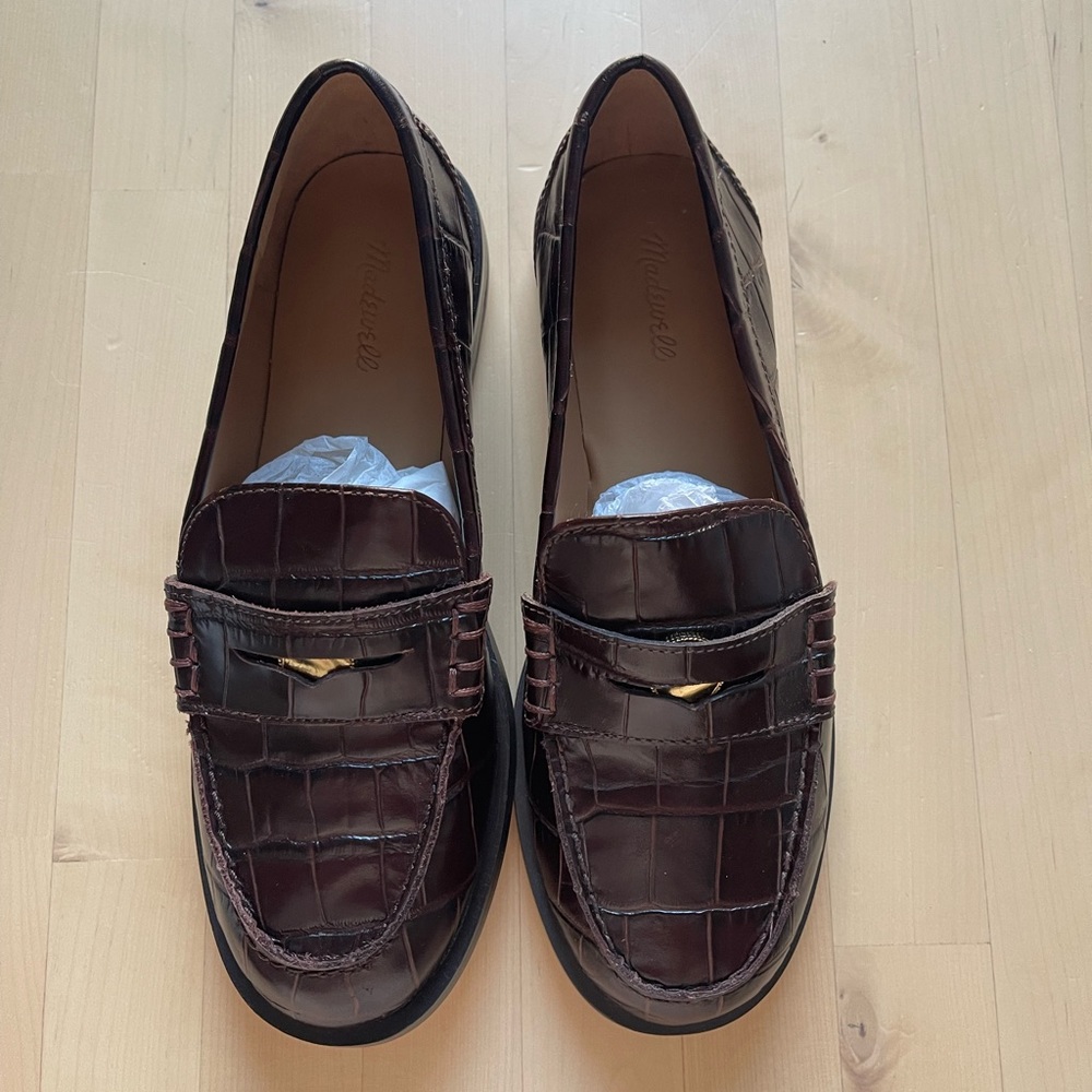 Madewell Porto Penny Loafers, brand new, never worn, US 6.5, brown leather